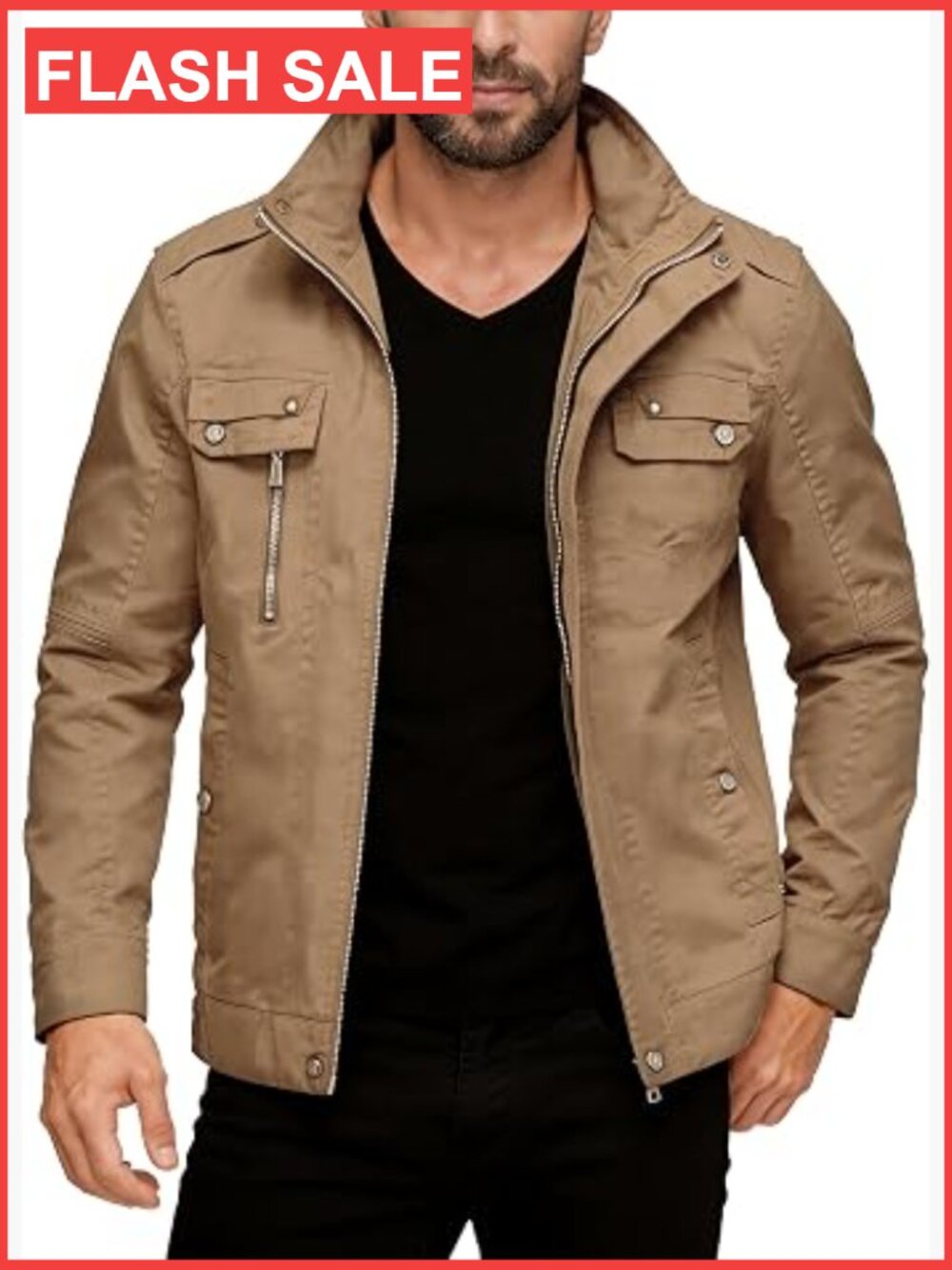 Men's Military Jacket Cotton Lightweight Windbreaker Casual